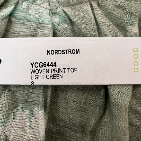 Good Luck Gem Tie Dye Puff Sleeve Peasant Top SZ S Light Green - Picture 6 of 8